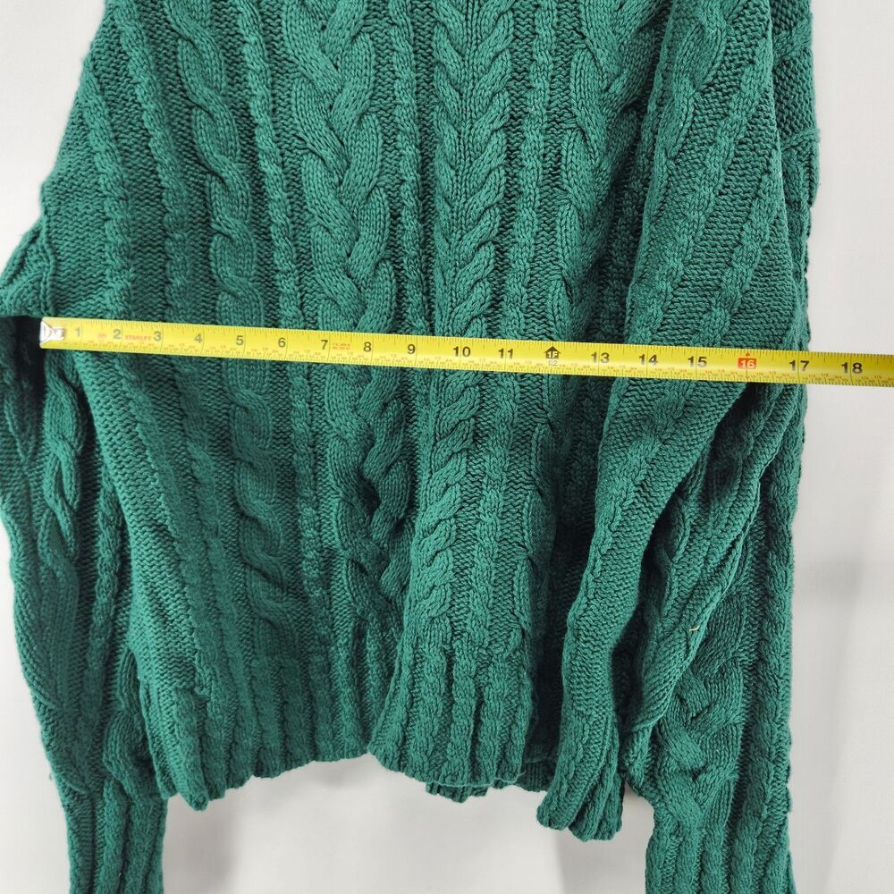 J.Crew‎ Women's Green XL 100% Cotton XL Cable Knit Crewneck Sweater NWT - Picture 6 of 8